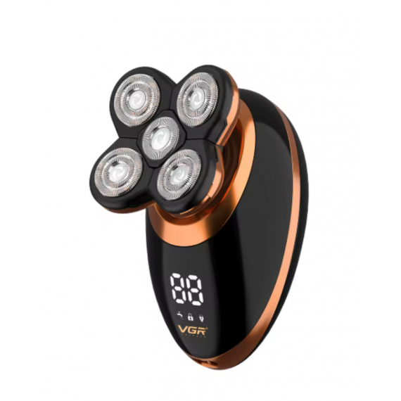 Afeitadora Vgr Voyager Calvo Barba Recargable USB Húmedo/seco Pantalla Led Negro/dorado V-316