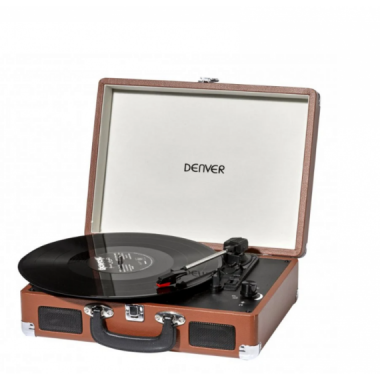 Tocadiscos DENVER VPL-120BR con 3 Velocidades, Dise&ntilde;o Maleta y Altavoces Est&eacute;reo