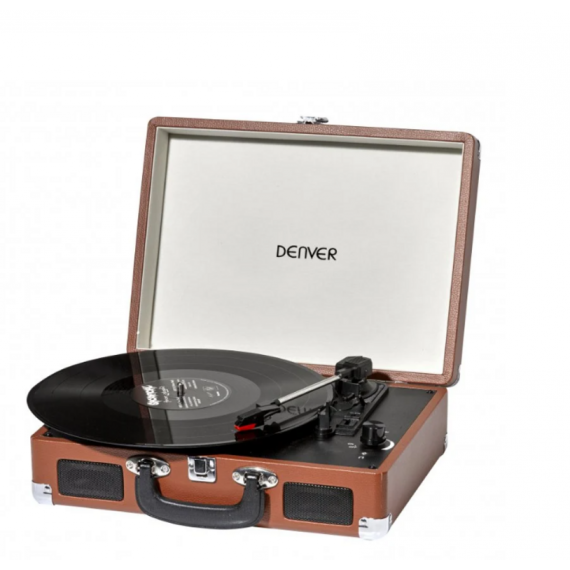 Tocadiscos DENVER VPL-120BR con 3 Velocidades, Diseño Maleta y Altavoces Estéreo