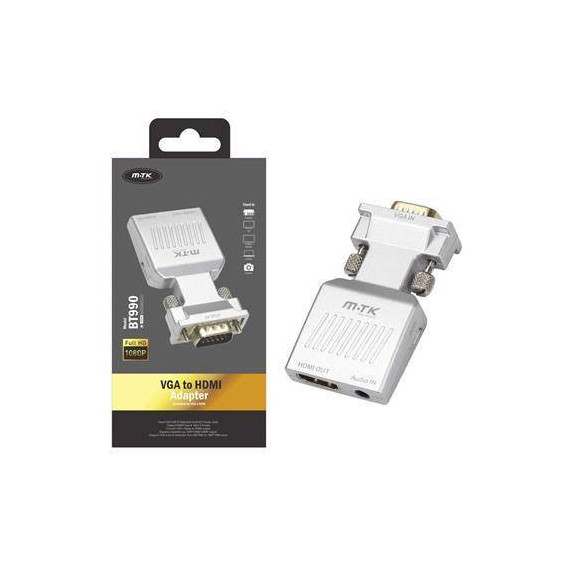 MTK Adaptador Entrada VGA/M A Hdmi/H Salida Con Audio Jack 3.5mm BT990