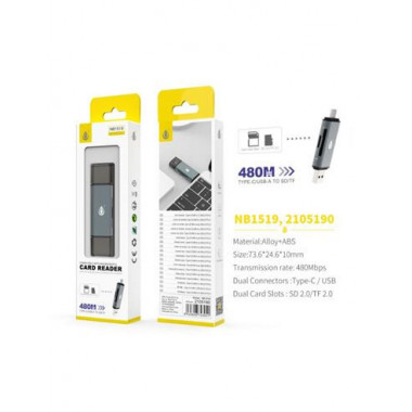 ONE PLUS  Lector Tarjetas Para Micro Sd,SD NB1519 Conector Tipo C A Usb
