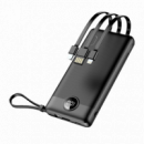 Power Bank Veger C10 VG-W1116 10000 mAh con Cables Integrados USB-C, Lightning y MicroUSB - Negro