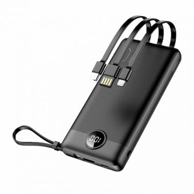 Power Bank Veger C10 VG-W1116 10000 mAh con Cables Integrados USB-C, Lightning y MicroUSB - Negro