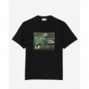 Camiseta de algodón estampada de Lacoste