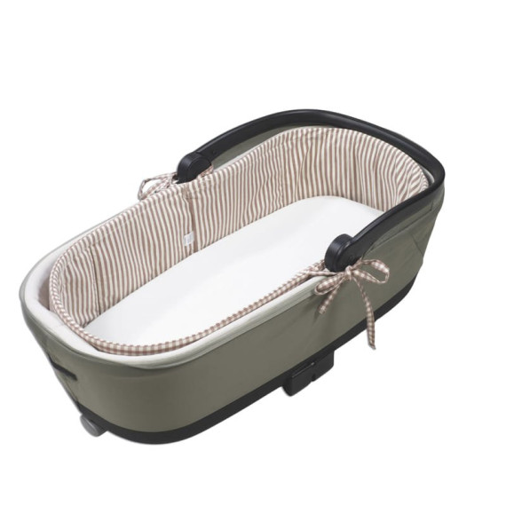 Cubre Capazo Reversible Varillas + Sábana Ajustable Praliné Vichy/rayas Walking Mum