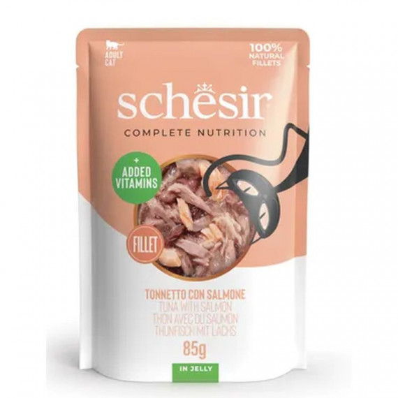 SCHESIR Gato Adulto Atun y Salmon Gelatina Pouch 85 Gr