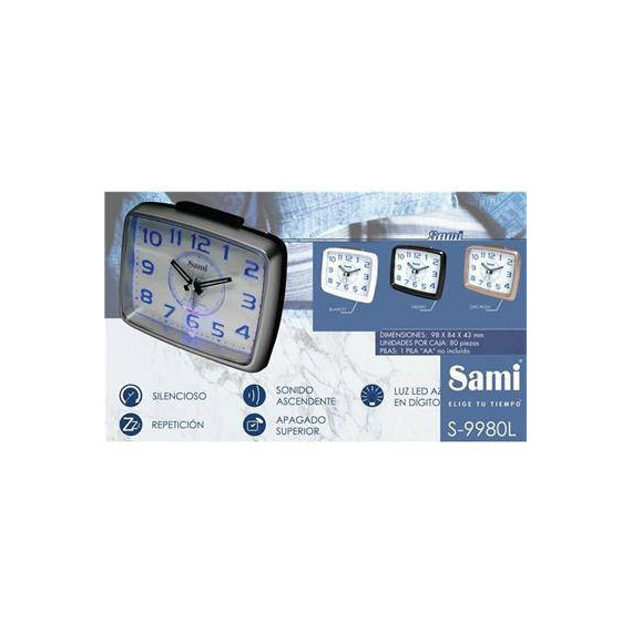 SAMI S-9980L Reloj Despertador Analogico Silencioso
