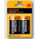 KODAK Pack de 2 Pilas Alkalinas D LR20 1.5V Xtralife CX2