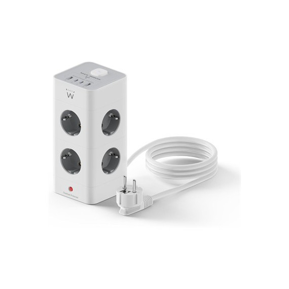 EWENT Torre Regleta 8X Schucko/2xTipo C/2xUsb A EW3864 Blanco