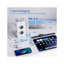 EWENT Torre Regleta 8X Schucko/2xTipo C/2xUsb A EW3864 Blanco