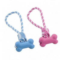 NAYECO perro juguete hueso horizontal con cuerda bicolor