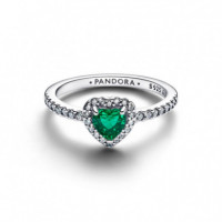 Pandora Anillo Corazón Elevado Verde 198421C07