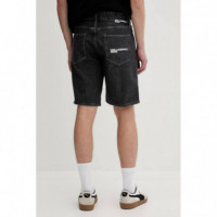 KLJ REGULAR LOGO DENIM SHORT MID GREY 2