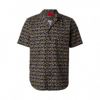 Camisa Relaxed Fit con Logo Estampado  HUGO BOSS