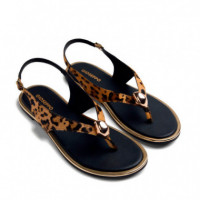 Sandalias Piel Estampado Animal Joya Mumias  GIOSEPPO