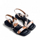 Sandalias Piel Estampado Animal Tachas Mbeya