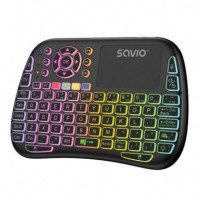 SAVIO Mini Teclado Inalambrico Smart TV KW-04 Teclado Qwerty/compatible con TV Box y Consolas