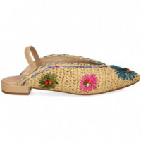 sin Talon Rafia+flores Beige  MIUXA