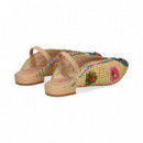 SIN TALON RAFIA+FLORES BEIGE