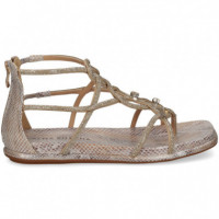 Talon Alto Entrelazada Strass Beige  ALMA EN PENA