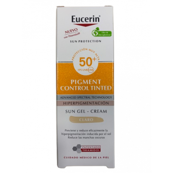 Eucerin Sun Protection Spf 50+ Pigment Control Tinted 1 Envase 50 Ml Color Claro  BDF
