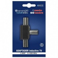 Adaptador Inductivo de TV Sevenon (1 Macho/2 Hembras) Negro