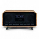Altavoz Retro con Despertador Thomson RT850BT Bluetooth 5.3 30W Negro Madera