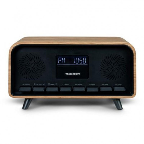 Altavoz Retro con Despertador Thomson RT850BT Bluetooth 5.3 30W Negro Madera