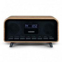 Altavoz Retro con Despertador THOMSON RT850BT BLUETOOTH 5.3 30W Negro Madera