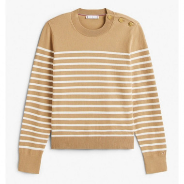 TOMMY HILFIGER - CO JERSEY MID GG LS GOLD BTN SWT - 0AF - F|WW0WW47305/0AF