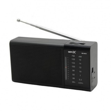 Radio Port&aacute;til Gen-X AM/FM con Dial Cl&aacute;sico Negra
