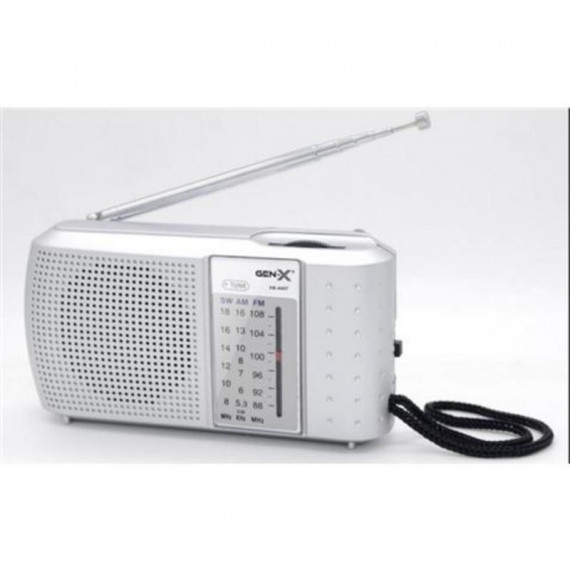 Radio Portátil Gen-X FM-4407 de Tres Bandas AM/FM/SW Gris