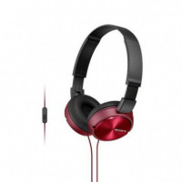 Auriculares de Diadema Plegables Sony MDR-ZX110AP con Micrófono, Rojo