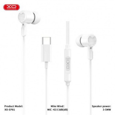 Auriculares con Micr&oacute;fono y Cable Tipo C XO EP81 Blancos