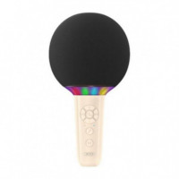 Micrófono Inalámbrico Karaoke XO BE50 BLUETOOTH 5.3 con Luces Led Beige