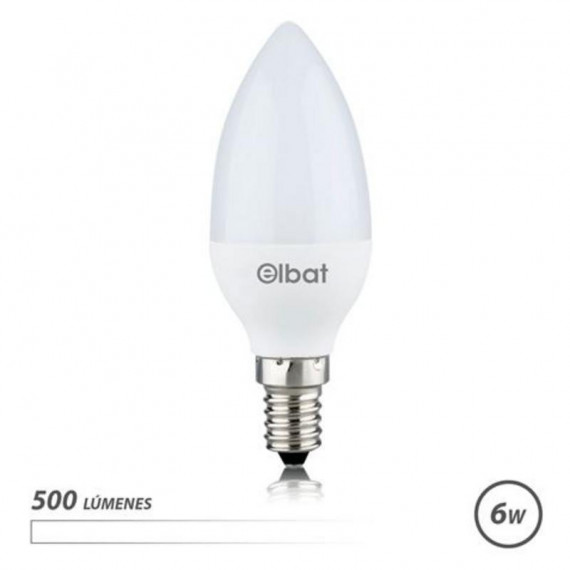 Bombilla LED Elbat C37, 6W, 500 Lúmenes, E14, Luz Blanca