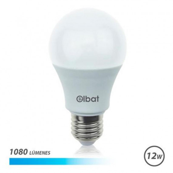 Bombilla LED Elbat A60, 12W, 1080 Lúmenes, Casquillo E27, Luz Fría 6500K