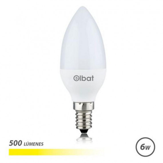 Bombilla LED Elbat C37, 6W, 500 Lúmenes, Casquillo E14, Luz Cálida