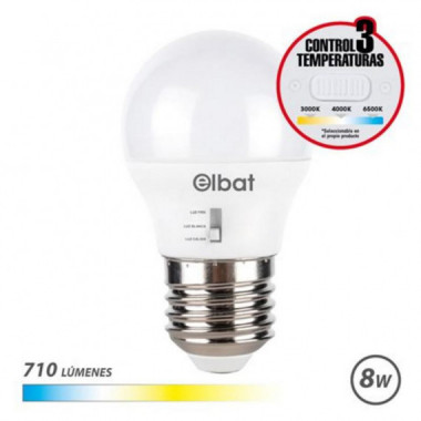 Bombilla LED G45 Elbat 8W E27 710LM Tricolor (C&aacute;lida/Neutra/Fr&iacute;a)