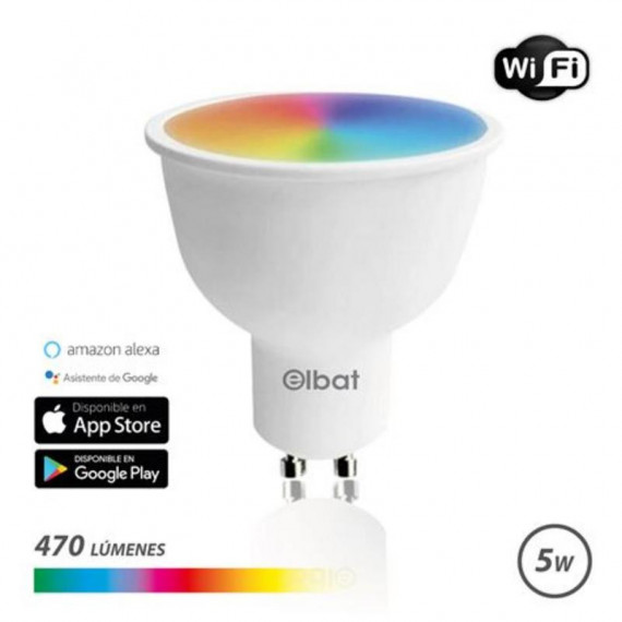 Bombilla LED Elbat Smart Wi-Fi GU10 5W 470lm RGB
