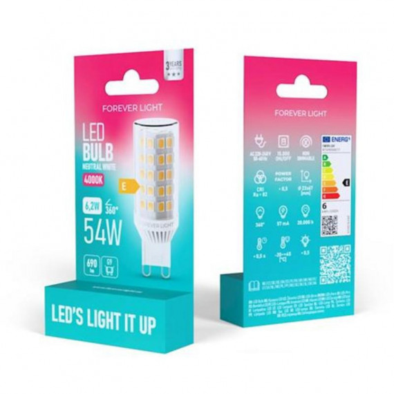 Bombilla LED G9 6.2W 690 Lúmenes Luz Blanca Fría Forever