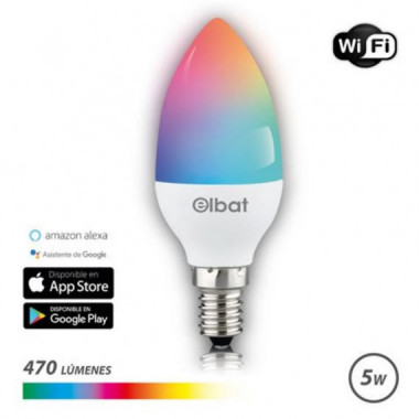 Bombilla LED Inteligente Wi-Fi Elbat Vela C37 E14 5W 470LM RGB