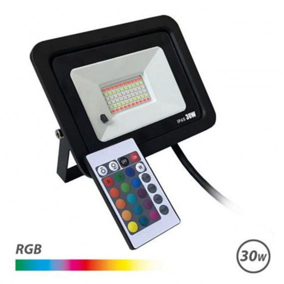 Foco LED RGB de 30W Elbat con Mando a Distancia y Protección IP65