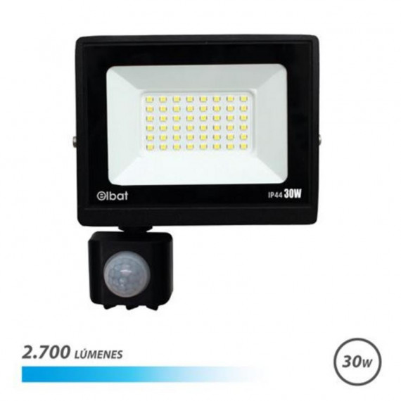 Foco LED Elbat Serie Slim 30W con Sensor de Movimiento 6500K