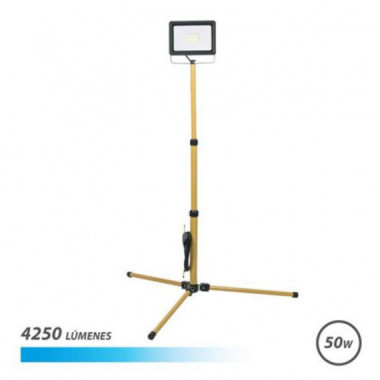 Foco LED Tr&iacute;pode Elbat 50W 6500K IP65 - Luz Fr&iacute;a de Trabajo