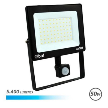 Foco LED Serie Slim Elbat de 50W con Sensor de Movimiento, 5400 L&uacute;menes y Luz Fr&iacute;a 6500K
