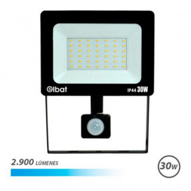Foco LED Elbat Serie Slim 30W con Sensor de Movimiento 2900 L&uacute;menes 6500K Luz Fr&iacute;a