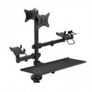 Soporte de Mesa TOOQ Monitor + Impresora + Terminal + Bandeja Teclado 17-32 2 Brazos Black