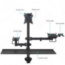 Soporte de Mesa TOOQ Monitor + Impresora + Terminal + Bandeja Teclado 17-32 2 Brazos Black