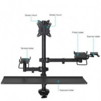 Soporte de Mesa TOOQ Monitor + Impresora + Terminal + Bandeja Teclado 17-32 2 Brazos Black